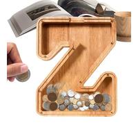 Wooden Coin Bank - Letter Money Saver For Cash, Money Safe For Cash Saving with Stickers | Money Bank Safe, Transparent Cover For Porch, Bookcase, Boys and Girls