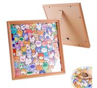 Wooden Coloring Puzzles Puzzle Frame, DIY Cat Shaped Wooden Jigsaw, 3D Coloring Puzzle Wood Cat Puzzles Craft Kit for Home Display, Self-Made Gift (36 Color Pens)