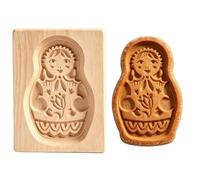Wooden CookieWooden Cookie Mold - 3D Embossing Stamp | DIY Shortbread | Carved Wood , 4.72x3.15" Reusable Press, Handcrafted Dough Tool, for Home Kitchen Baking & Tea Snacks