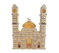 Wooden Countdown Calendar - Wooden Castle Shape Decorations Wth Drawer | 30 Days Fun Activity Calendar With Lights For Living Room Home Shelf Desk Apartment Party Family Gathering Celebration And More