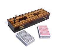 Wooden Cribbage Board with pegs and Two Packs of Playing Cards