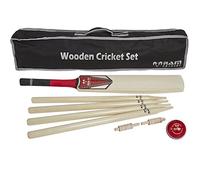 Wooden Cricket Set - A fantastic entry level cricket set that includes a size 5 wooden cricket bat, a full size rubber cricket ball, 4 wooden stumps and a wooden bail. All in a nylon storage bag.