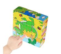 Wooden Cube Puzzle - Early Learning Toys, 5.91x5.12x1.57 inches Brain Teaser Puzzles with Compact Natural Timber, Geometric 3D Logic Game, Educational Tool for Boys Girls Home Classroom