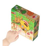 Wooden Cube Puzzle - Early Learning Toys, 5.91x5.12x1.57 inches Brain Teaser Puzzles with Compact Natural Timber, Geometric 3D Logic Game, Educational Tool for Boys Girls Home Classroom