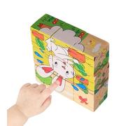 Wooden Cube Puzzle - Preschool Educational Brain Toy, Interactive Learning Block Game, Sturdy Wood Mind Teaser | Classroom Kindergarten Daycare Accessory, School Bedroom Study Playroom Birthday Gift