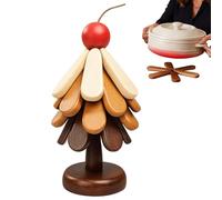 Wooden Cup Coaster Set - Tree Shape Trivet Set, Wooden Tree Trivets For Hot Dishes, Trees Shape Trivet Sets, Foldable Kitchen Woodens Trivets, Natural Foldable Black Walnut Woodens Trees Coaster For H
