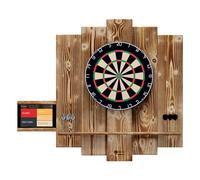 Wooden Dartboard Surround | Protection murale de fléchettes de qualité supérieure et support de tablette | Look brûlé | Avec support pour tablette (Catchring, bordure de fléchettes, Backboard)