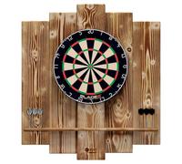 Wooden Dartboard Surround | Protection Murale pour fléchettes Premium & Support pour Plateau | Flammé Burned Look | sans Support pour Plateau (catchring, Bordure pour fléchettes, Backboard)