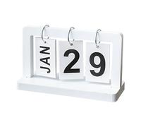 Wooden Desk Calendar - Wood, 7.67x3.14x4.72in Standing Calendar Retro Style | Manual Perpetual Date Display, Perpetual Desk For Office, Home, Study Room, Classroom, Daily Planning