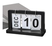 Wooden Desk Calendar - Wood, 7.67x3.14x4.72in Standing Calendar Retro Style | Manual Perpetual Date Display, Perpetual Desk For Office, Home, Study Room, Classroom, Daily Planning