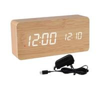Wooden Desk Clock - Decorative Compact Table Clock | 150x70x40mm Digital Clocks for Bedside Decor, Sturdy Electronic Clocks Device with Clear Digits, Home Room Timepiece, Bedroom Alarm for Daily Use