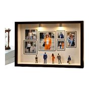 Wooden Display Case, Miniature Picture Stand, Silhouette Photo Frame, Artistic Party Keepsake, Decorative Couple Girlfriend Him Her Ornament, Memory Box for Home, Museum, Celebration, 22.7x31.4x3.7cm