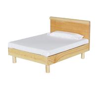 Wooden Doll Bed Furniture, Doll Furniture Room Decor, Tiny Doll Bed with Mattress, 1/12 Scale Doll House Bed, Miniature Bed with Pillow, Doll House Bed Accessories, Doll Bed with Mattress,