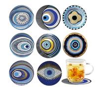 Wooden Drink Coaster - 8 Piece Beverage Absorbent Pad Set, Easy to Carry Natural Table Heat Shield Accessory | Stylish Cup Mat for Home Kitchen Dining Room Offices Decor Giffts Friends Family