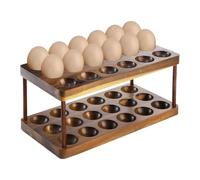 Wooden Egg Holder - Solid Wood Two-Tier Egg Storage Rack for Kitchen | Countertop Organization And Egg Display | Compact Wooden Egg Tray And Storage Stand For Home Kitchen, Pantry And Dining Table