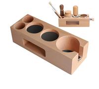 Wooden Espresso Tamping Stand, Coffee Tool Organizer, 26x10x7.7cm Frame with Anti-Skid Feature, Portafilter Station, Sturdy High-Density Wood with Modern Style, Accessory for Home Kitchen and Dorm