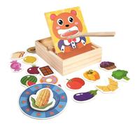 Wooden Feeding Toy, Pretend Food Set 3+, Bear Learning Game, 6.61x5.79x1.89 inches Educational Training Tool for Kids, Girls, Baby, Interactive Play Skill Development