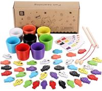 Wooden Fishing Game,Montessori Games for 1,2,3,4 Years Old Girl,Boy,Sensory Montessori Toy,Sorter Game for Colour Sorting and Counting,Gift for Children 1 2 3 4 Years Old