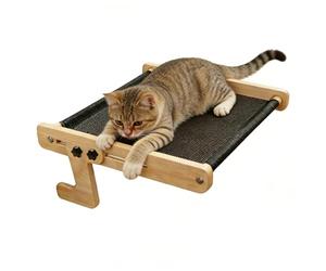 Wooden Floating Cat Perch, Pet Sleeping Hammock Bed, Floating Warm Elevated Cat Bed for Home Apartment Farmhouse Balcony Bedroom Study Bedside Cabinet Windowsill Napping Sunbathing Lounging