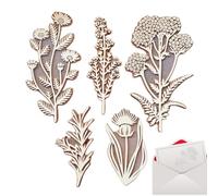 Wooden Floral Stamps - 5 Pieces Vintage Flower Craft Stamp Set, Practical Art Tool | Exquisite Stamps for Paper, Fabric, Wall Decoration, DIY Scrapbooking, Card Making, Creative Projects