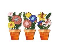 Wooden Flowers Art, Boho Hangable Sculpture, 3 Piece Flower Set for Vase Decor, Natural Wood Handmade Ornament, Flower Wall Vase with Stylish Design, Home Decor for Bathroom Living Room Dining Room