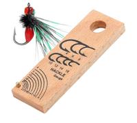 Wooden Fly Rig Hook Size Chart, Precise Fishing Hook Measuring Tool, Compact Gauge Board with Clear Size Markings, Natural Wood Measuring Tool, Fly Fishing Accessories for River Lake Stream Use