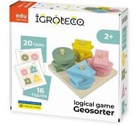 Wooden Geo-SortiterEducational Game For ChildrenStacking And Wire Game With 4 Geometric ShapesPromotes Fine Motor Skills,Colours And ShapesWith Task BookTo