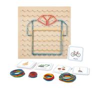 Wooden Geoboard Montessorî Toy with Patteŕn Cards and Elastic Rings