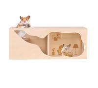 Wooden Gerbil House, Animal Nesting Bed, 11.81 inch Enrichment Habitat Timber Small Animal, Interactive Climbing Play Activity Center, Chinchilla Ferret Hedgehog Exploration Den Small Habitats