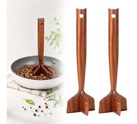 Wooden Ground Beef Masher, Heavy Duty Wooden Meat Chopper for Ground Beef, Natural Wood Ergonomic Non Scratch Chopper for Turkey, Hamburger, Sausage & Potato (2PCS)