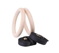 Wooden Gym Ring with Adjustable Straps Heavy Duty Gym Ring for Pull-ups And Dips, Cross Training, Strength Training, Fitness - Max Load: 270 Kg