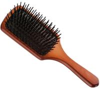 Wooden Hair Brush With Round Plastic Tips,Anti-Tight,Anti-Static,Great For Detangling,Massaging Scalp And Caring For Smooth,Curly Or Thin Hair,