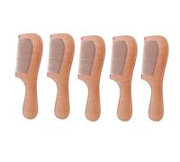 Wooden Hair Comb Peach Wood 5Pcs Ergonomic Handle Non Slip Lightweight Portable Close Teeth Grooming Styling Tool for Home Travel Salon Men Women