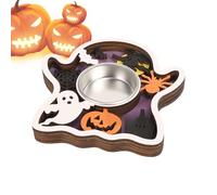 Wooden Halloween Candle Holder, Ghost and Pumpkin Design Candlestick Base, Creative Decorative Ornament for Holiday Dining Table Centerpiece, Thanksgiving Party Supplies, Pumpkin 10.5cm / Ghost 11cm