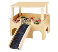 Wooden Hamster House, Double-Layer Playground Shelter, Small Animal Toys with Ladder, Natural Habitat Design, Chinchilla Cage Accessories for Rabbits, Ferrets, Gerbils, and More