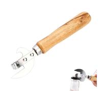 Wooden Handle Manual Opener, Ergonomic Can Lid Tool, 7.5x2.2 Inches Jar Supply with, Polished Steel Kitchen Device, Classic Bottle Gadget with Smooth Turn, Beer Opener for Picnic