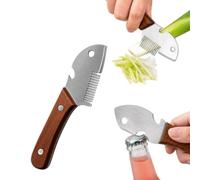 Wooden Handled Household Scallion Slicer, 3-1 Built-in Bottle Opener, Spreader & Shredder for Bread, Toast (1pcs)