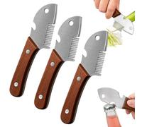 Wooden Handled Household Scallion Slicer, 3-1 Built-in Bottle Opener, Spreader & Shredder for Bread, Toast (3pcs)
