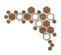 Wooden Honeycomb Wall Art - Hexagon Shape Panels, Adhesive Wall Stickers | Geometric Wooden Panel Decor Kit, Modern Rustic Wall Decoration Elements for Bedroom Kitchen Bathroom Apartment Interior