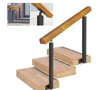 Wooden il for Stairs Indoor & Outdoor Steps Adjustable 270° Brackets 2 or 3-Step Compatible Stair Rail Support Set with Wrought Iron Posts for Veranda