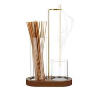 Wooden Incense Holder with Dual Glass Ash Catcher for Yoga and Meditation