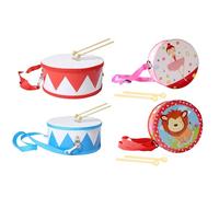 Wooden Kids Drum - Adjustable Strap Musical Toy, 5.9 inches Set for Early Learning Instrument, for Playroom Birthday Gift, Rhythm Development, and Educational Music Play