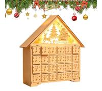 Wooden - Lighted Christmas Countdown House With Drawers | Features 24 Individual Pull-out Drawers Designed For Hiding Small Treats, Candies, Notes, Or Tiny Surprise Each Day.