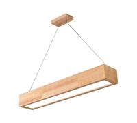 Wooden Long Strip Chandelier Acrylic LED Pendant Light Creative Minimalist Linear Hanging Lamp for Dining Table Office Bar Study Bedroom Living Room Restaurant (Color : Whi