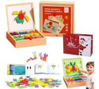 Wooden Magnetic Pattern Block Puzzle Set, Early Math Geometric Concepts Fine Motor Toys, for Toddlers, Boost Creativity, Shape Recognition, Early Math Skills (220pcs)