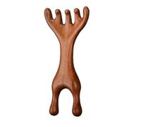 Wooden Massage Comb Set - Head Relaxation and Hair Detangling Aid for Home Use | Eco Friendly Crafted Design with Rounded Edges, Antler Style Scraper Tool, Personal Care Item for Travel and Routine