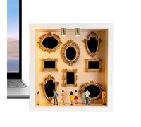 Wooden Mini Museum, Shelf Figure Display, 9.84x9.84x1.38 Inches Mini Figures with Decorative Feature, Handy Wall Decor, Craft Shelf with Sturdy Design, Figure Set for Home and Library