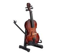 Wooden Miniature Violin with Stand, Mini Violin Figurine Model Display, Collectible Doll House Decoration Study Bedroom Living Room Table Shelf Or Music-Themed Home Decor Accent