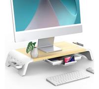 Wooden Monitor Riser, Pre-Mount Monitor Stand, Laptop Stand, PC, TV, Printer with Storage Accessories, 52 x 23.5 x 8.9 cm