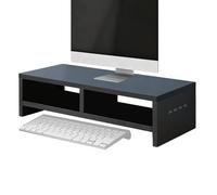 Wooden Monitor Stand, Portable Layer Design with 4 USB Ports, Computer and Printer Riser, Top Office Accessory, Compact Ergonomic Desktop Shelf, Desk Organizer for Laptop, PC, and Electronics